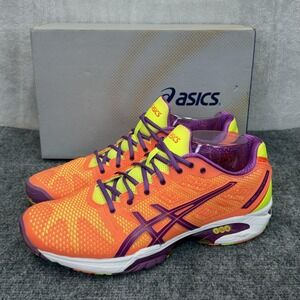 ASICS GEL-Solution Speed 2 Shoes Womens Size 10 Bright Orange Lavender E450Y